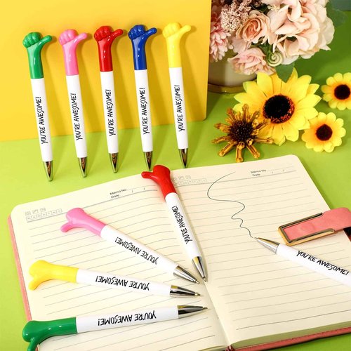 Fumete 100 Pcs You're Awesome Thumbs up Pens Thank You Gifts Inspirational Quotes Fun Employee Appreciation Ballpoint Pen Bulk for Back to School Student Teacher Nurse Coworker