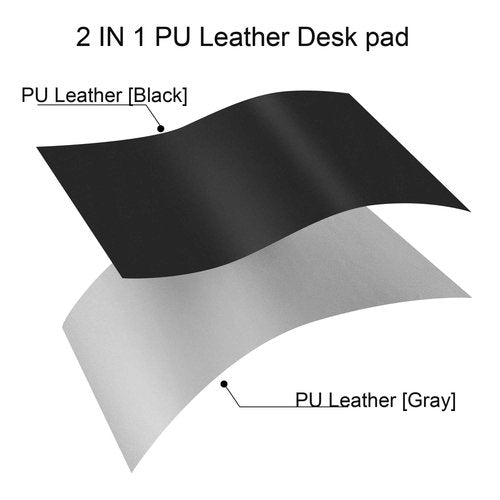 Chihein 59" x 32" 4XL PU Leather Desk Mat (Black/Gray), Huge Mouse Pad, Dual Sided Desk Pad Protector, Waterproof Writing Blotter for Gaming/Office/Home