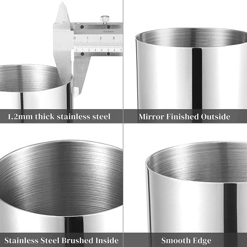 2 Packs Silver Pen Holder for Desk, SUS304 Stainless Steel Heavy Duty Pen Holder Stand,Cylinder Pencil Holder,Desktop Stationery Organizer