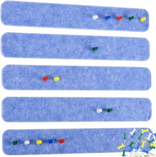 Skiennix Adhesive Felt Pin Board Strips - 5 Pack with 30 Wall-Mounted Bulletin Bars for Home & Office Decor