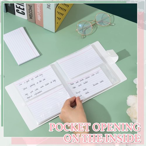 Geyee 2 Pcs 3 x 5 Inch Index Card Holder Binder Note Book Recipe Card Organizer Pouches Clear Plastic Sleeves Flashcard Filing Products with Divider for Office, Total 160 Page, Hold 320 Piece