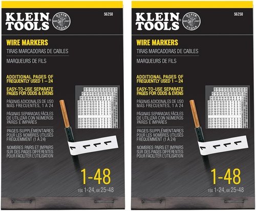 Klein Tools Wire Marker Book - 1-48 Black Print on White | Pack of 2 for Easy Identification