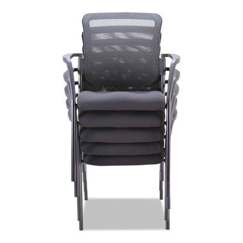 Alera ALE Mesh Guest Stacking Chair, Black