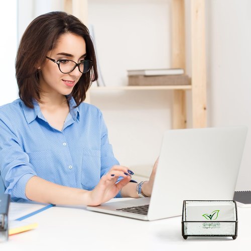 Giadun Business Card Holder for Desk, Mosaic Glass Business Card Holders Name Card Stand Organizer Cards Display for Office Exhibition Reception Black