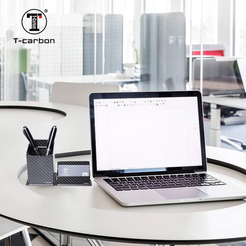 Business Card Case Holder for Desk,Real Carbon Fiber Business Card Display Business Card Case Stand Desktop Name Card Organizer for Exhibition, Home, Office, Fits 30-50 Business Cards