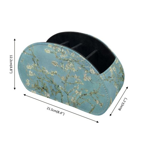 ZCFYGDX TV Remote Holder with 5 Compartments,Branches of an Almond tree in Blossom Print Office Desk Organizers,Nightstand Caddy,Storage for Eyeglasses/Cosmetic Brushs