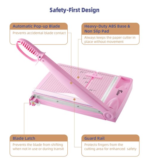 Firbon 12" Guillotine Paper Cutter, Heavy Duty 30-Sheet Capacity Trimmer for Cardstock, Photos, Scrapbooking, Office, Classroom, Studio (Pink)