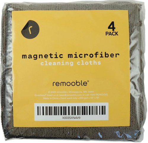 Remooble 4 Pack Magnetic Microfiber Cleaning Cloth Dry Erasers for Whiteboards - Towel Hangs on Metal Edged White Boards, Glassboards, and Blackboards Washable - 10'' X 10''