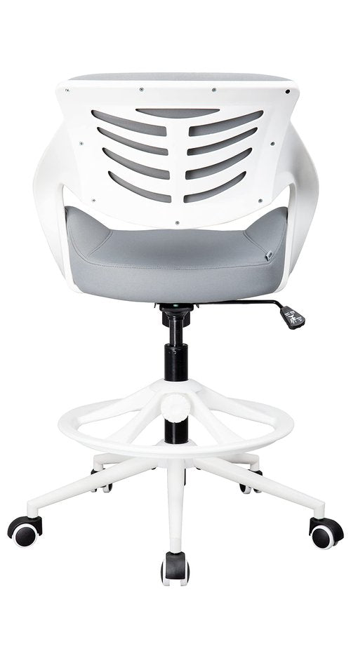 BOJUZIJA Ergonomic Drafting Chair,Standing Computer Desk Chair,Foot Ring,Lumbar Support,Swivel Task Chair -Grey