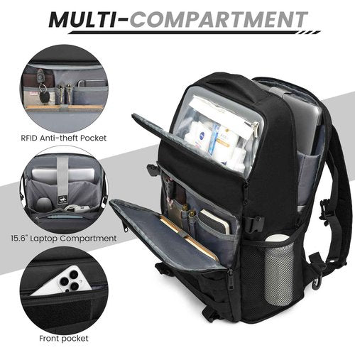 RUCYEN Lunch Backpack, Insulated Cooler Backpack Removable Lunch Box for Men Women, 15.6 Inches RFID Blocking Laptop Backpack Lunch Bag for Work Travel Black