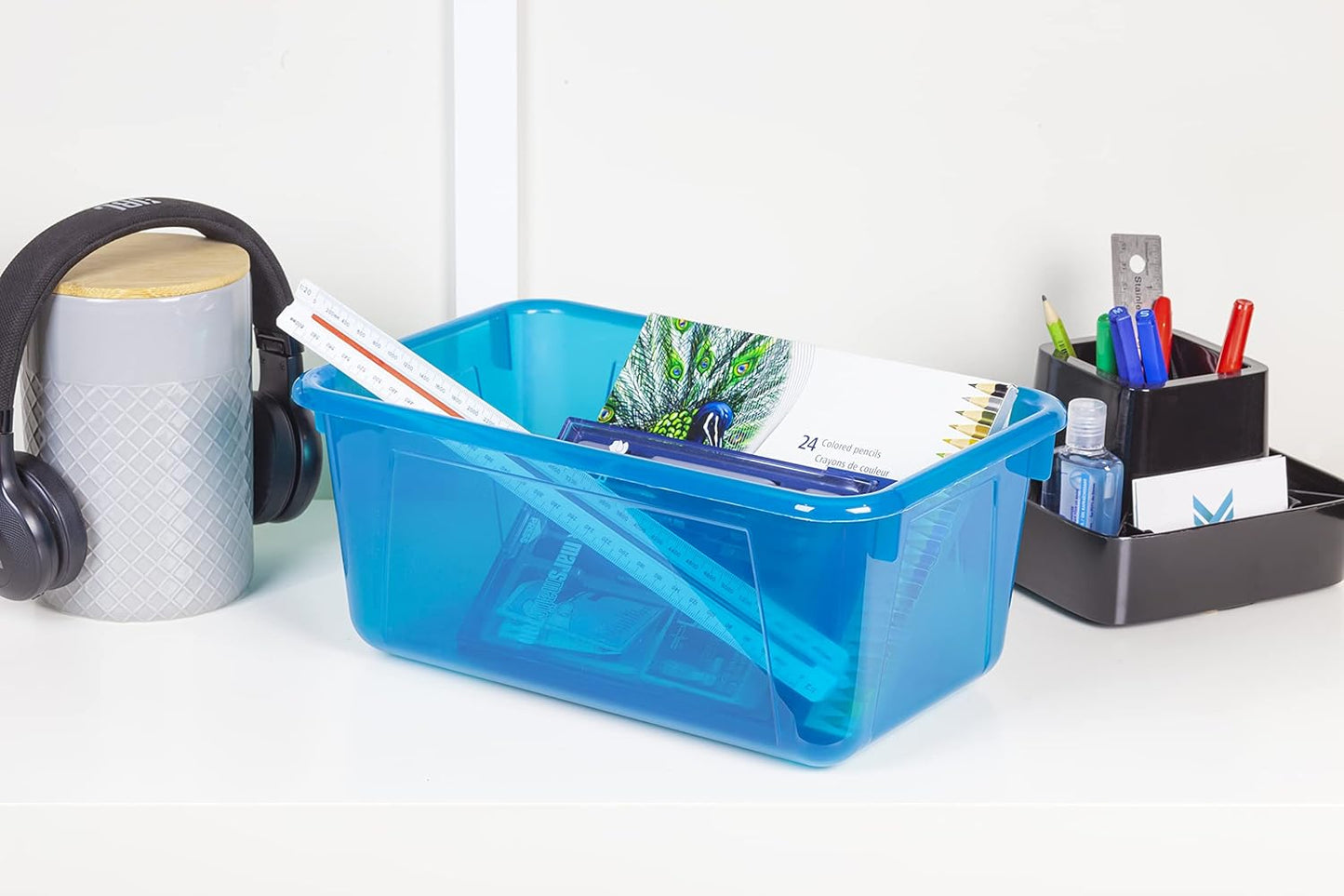 Storex Small Cubby Bin - Candy Teal, 5-Pack | 12.2 x 7.8 x 5.1 Inches for Organized Storage