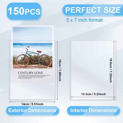 150 Pcs 5" x 7" Rigid Print Protectors, Clear Waterproof Hard Plastic Page Sheet Protectors Top Loading Rigid Photo Card Postcard Sleeves for Album Paper Document Holder