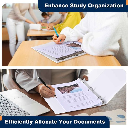 SUIN Economy 1-Inch 3-Ring-Binder, Customizable Clear View Cover, for US Letter Size 8-1/2 x 11'', Perfect for Office/School (White - 12 Packs)