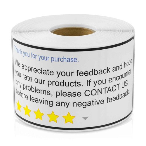 Thank You for Your Purchase Labels (4 x 2 inch, White - 1200 Labels) We Appreciate Your Feedback Stickers for E-Commerce, Customer Service or Small Business
