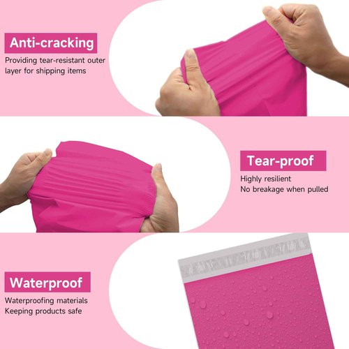 KKBESTPACK Poly Mailers Envelopes Self Sealing Shipping Mailers Bags (10 x 13 Pack of 1000, Pink)