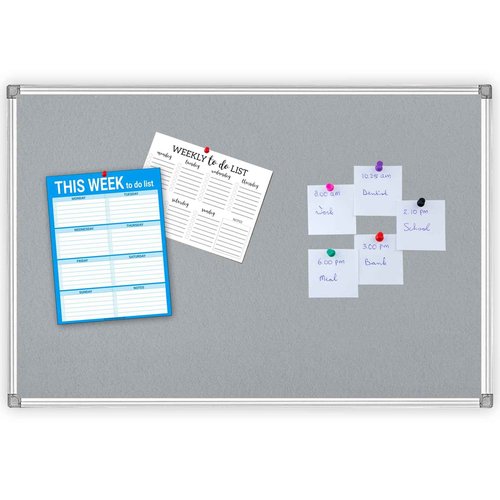 36x24-Inch Gray Felt Bulletin Board with Silver Aluminum Frame – Perfect for Home, Office, and Classroom