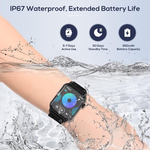 TRAUSI Smart Watches for Women Men, 1.83 inches HD Smartwatch with 90 Sports Modes, Heart Rate/Sleep Monitor, IP67 Waterproof, Bluetooth Call & Music Control