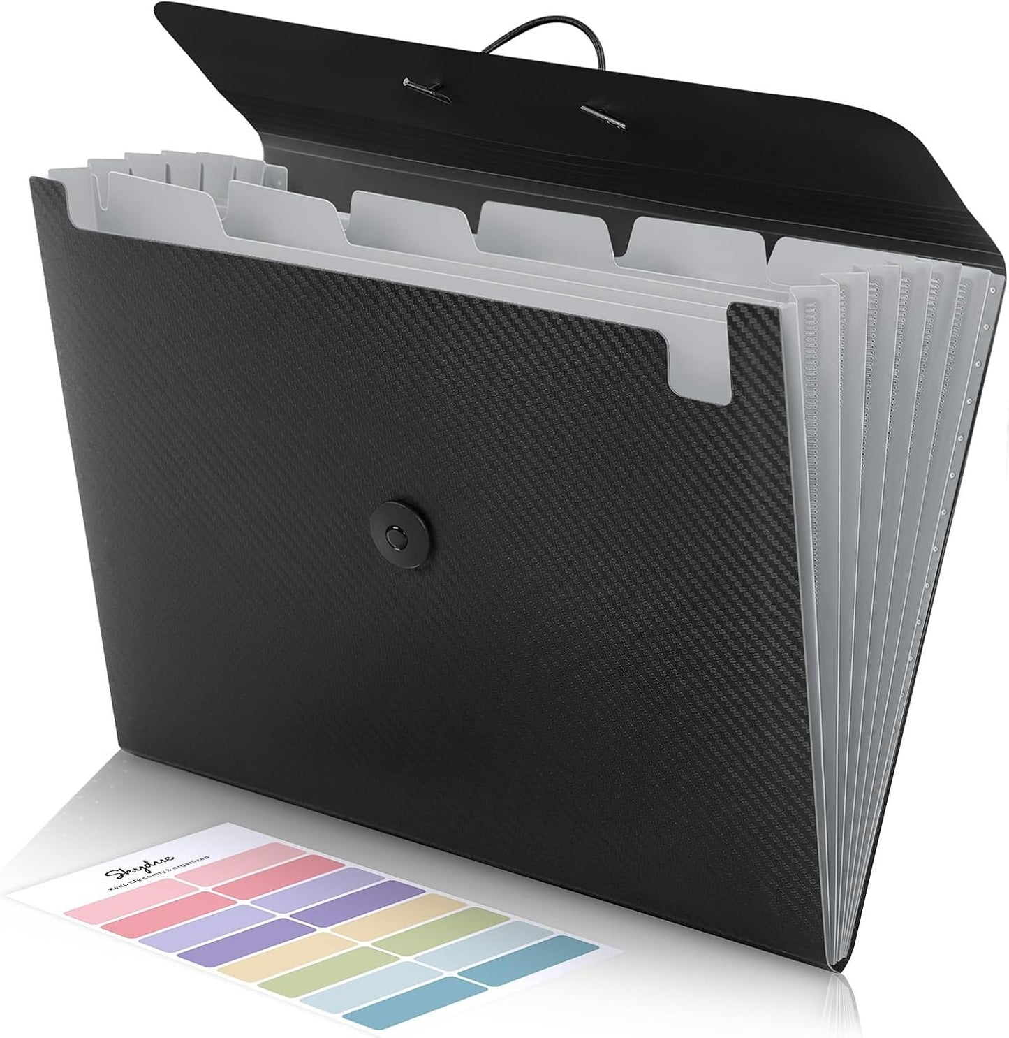 SKYDUE Expanding File Folder - 7 Pocket Accordion Organizer for Documents | Portable Black Filing Solution