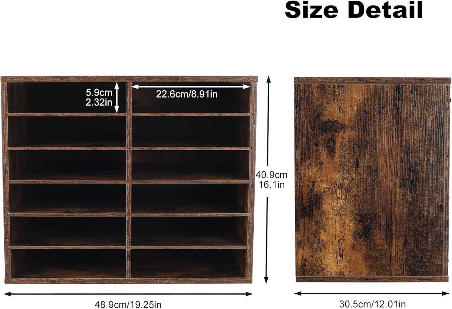TQVAI Wood Literature Organizer - 12 Slot A4 Paper Holder with Adjustable Shelves | Stylish Desk Storage Solution