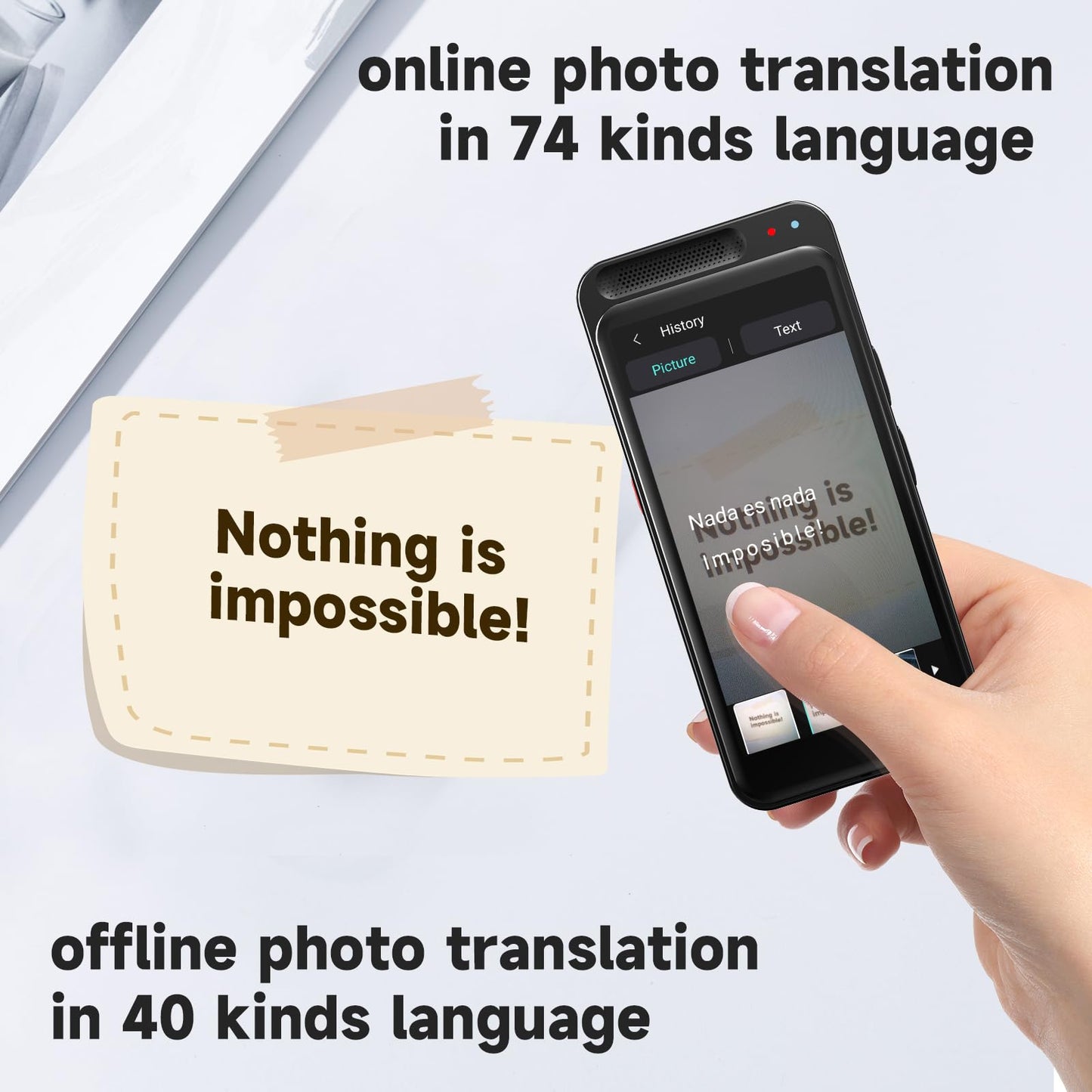 Language Translator Device No WiFi Needed, 150+ Languages Translation in Real Time for Voice/Text/Photo/Offline, Upgraded AI Translator Support ChatGPT, HD Touch Screen for Business Learning Travel