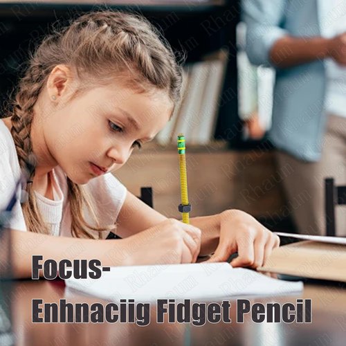Rhaum Threaded Fidget Pencil, Threaded Pencils for ADHD, Twist and Write Weighted Wooden Pencil Fidgets, Textured Sensory Pen-cil Sleeve, Office Gadgets, Autism Learning Materials, Spin Pen(3pcs)