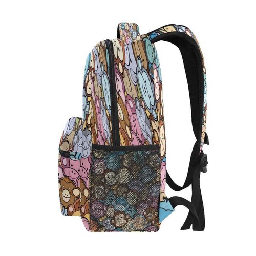 senya School Backpack Blue Brown Grey Monkey Teens Girls Boys Bookbags Travel Schoolbag