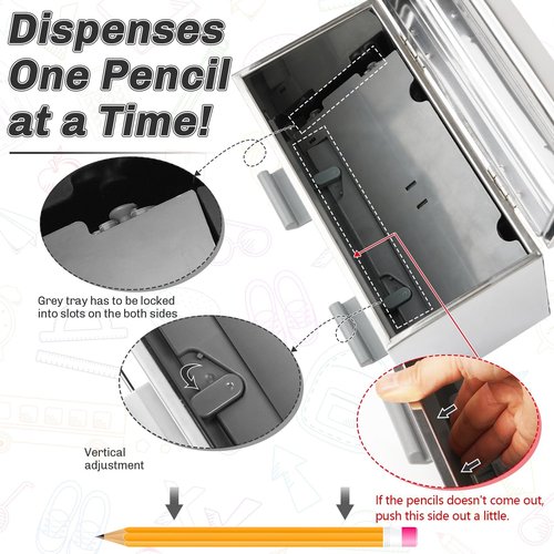 Creproly Stainless Steel Pencil Dispenser/Pen Holder for Classroom Home Restaurant for Bulk Pencils Storage/Unwrapped Drinking Straws Storage (Silver)