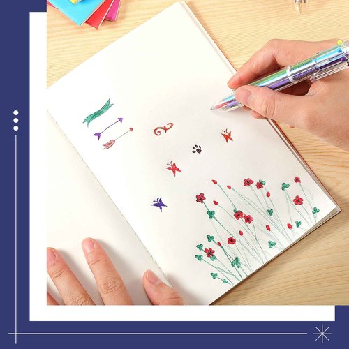 Fullhawl 48 Pcs Colorful Blank Notebook and 6-in-1 Multicolor Ballpoint Pen Set 5. 5 x 8. 3 in Blank Unlined Journals A5 Plain Paper Sketchbooks Retractable Pens for School Office Supplies Gift