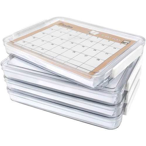 Aruihm 4 Pack Plastic Storage File Box, Plastic Stackable Storage Box with Lids, Clear, Versatile A4-Sized Suit for A4 Size Paper Storages Documents, School Supplies, Office Essentials