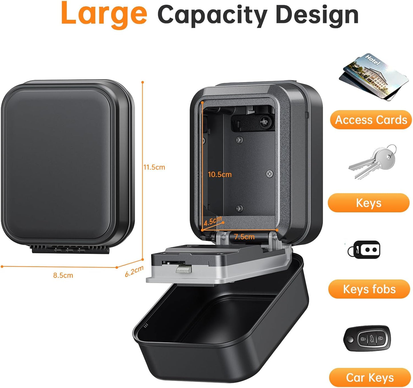 TOSICAM Key Lock Box - Waterproof 4-Digit Combination Safe for Outdoor & Home Use | Large Capacity