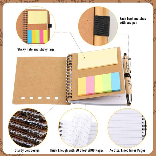 Watersay 20 Set Employee Appreciation Gifts Bulk for Coworkers Christmas Inspirational Notebooks with Thank You Pens Staff Appreciation Gifts for Women Men