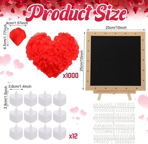 Ceenna Romantic LED Candle Sign - "Will You Be My Girlfriend" with Rose Petals | 10x10 Inch DIY Felt Board for Valentine's Day Decor