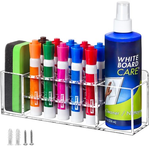 Banafich Magnetic Dry Erase Marker Holder for Whiteboard, Wall Mount Pen Holder for Refrigerator, Clear Pencil Holder for Fridge, Strong Magnet Locker Organizer for Classroom, Office