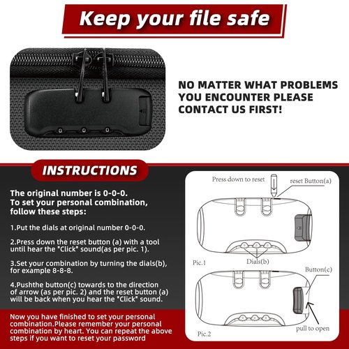 Fireproof Document Box Hard Case With Lock, Multi-Layer Fire Proof Water Resistant Safe Box File Organizer Bag With Small Money Bag for Important Documents Passport Certificates Laptop (Black)