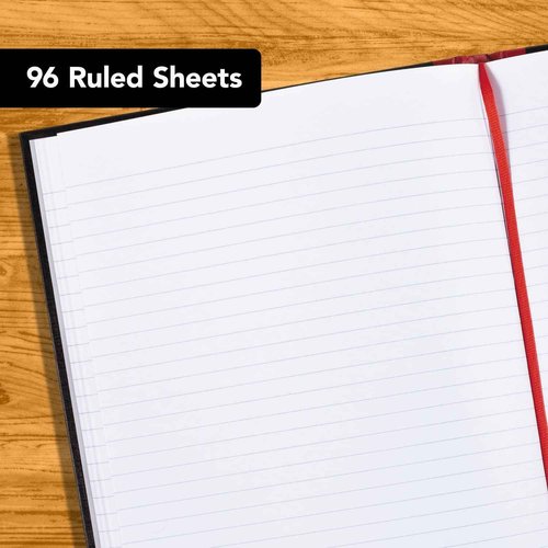 Black n' Red Notebooks, Business Journals, 3 Pack, 11-3/4" x 8-1/4", 96 Sheets, Ruled, Optik Paper, Hardcover, Casebound, Black (400123487)