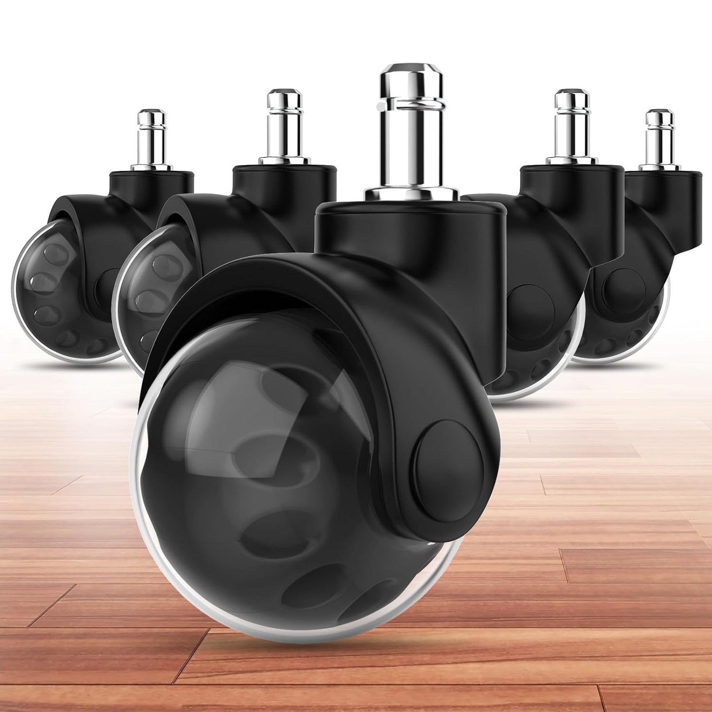 Skiennix Office Chair Replacement Wheels - Quiet & Smooth Gliding - 2-Inch Heavy Duty Casters, Supports 2000 Lbs, Universal Fit for All Floors, Set of 4 (Premium Black)
