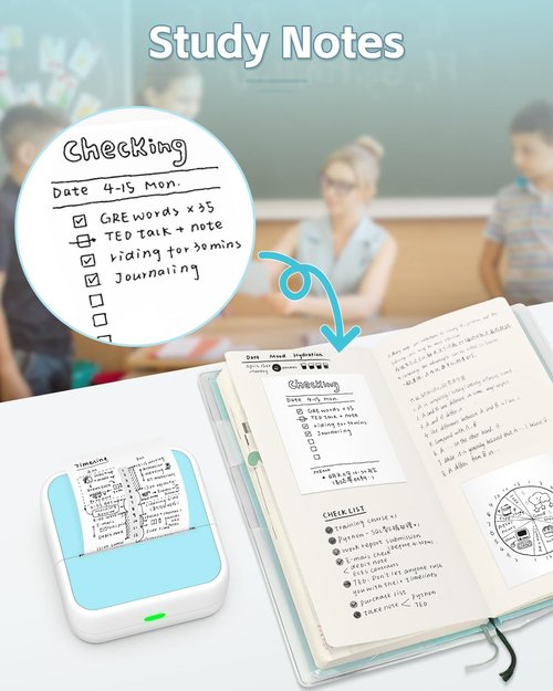 Sticker Printer - Printpods Mini Printer with Stickers, Print Pod, Bluetooth Inkless Printers, Sticker Maker, Portable Thermal Printer for iphone, Impresora Portátil for Notes, Journal, DIY, Kids Gift
