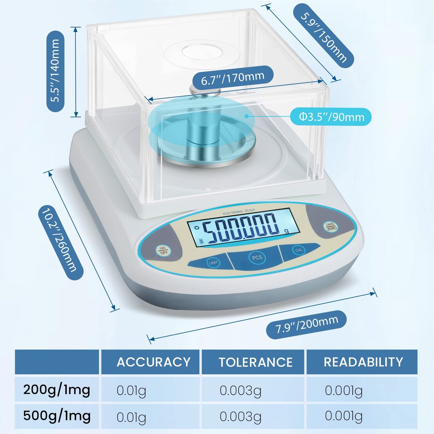 BAOSHISHAN 500g/0.001g Lab Scale Precision 1mg Analytical Electronic Balance Lab Balance for Micro Weighing (500g/1mg)