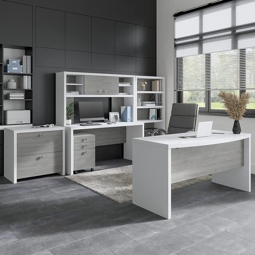 Bush Furniture Credenza Office Table with Wire Management | Echo Collection Computer Desk for Home Office with Quick-to-Assemble Hardware | 60Wx24Lx30H