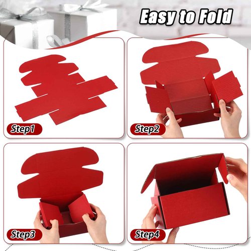 Ireer 50 Pack Red Shipping Boxes Bulk 6 x 4 x 3 Inch Corrugated Cardboard Mailer Boxes for Small Business Mailing Packing Jewelry Ornament Gifts Wrap