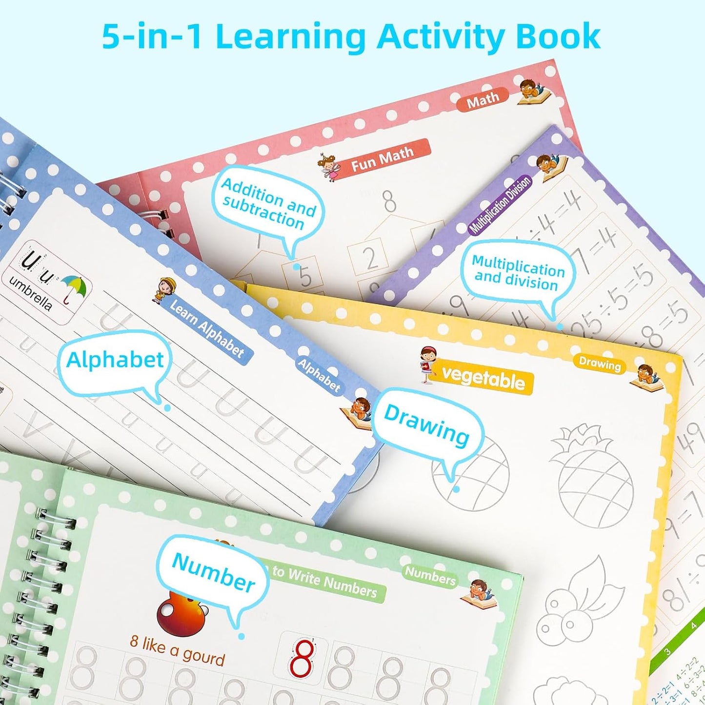 Skiennix Handwriting Practice Kit - Grooved Reusable Copybooks for Kids | Ideal for Preschool & Kindergarten