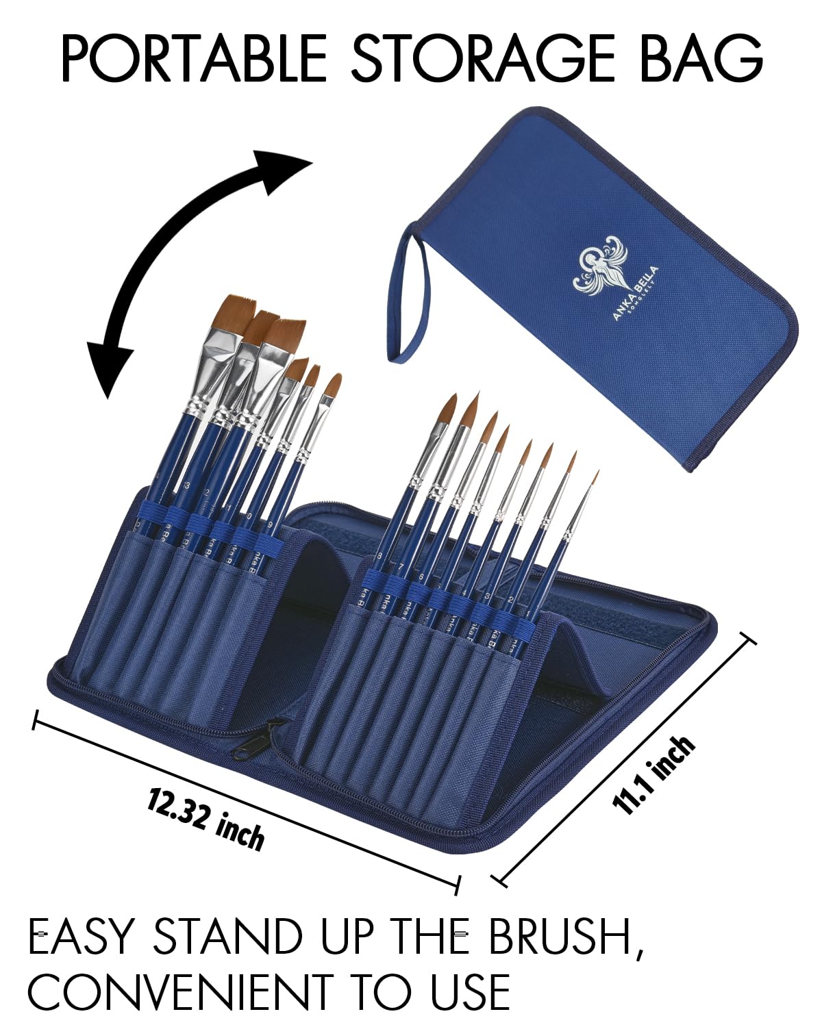 Anka Bella Professional Pre-Quality Face Paint Brushes Set,Including 14pcs Different Size Paint Brushes & Standable Case,Convenient to Use