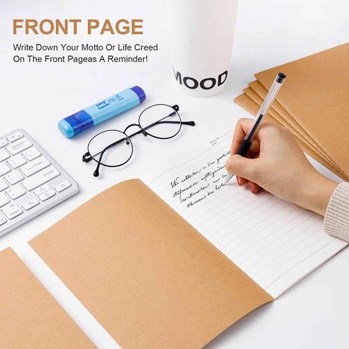 YGPHO 60 Pack Lined Kraft Notebooks Bulk, A5 Blank Paper Journal Notebooks for Office Work, 8.3x5.5inch Kraft Composition Notebook for School Student, 60 Pages