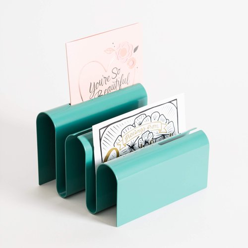 U Brands Metal Letter Sorter, Desktop Accessory, Arc Collection, Green
