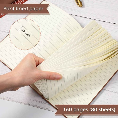 Honoson 20 Pack Lined Journal Notebooks A5 Hardcover Executive Notebook 5.5" x 8.3" PU Leather Wide Ruled Journals Bulk with Elastic Band for Home Business Office School Supplies(Brown)