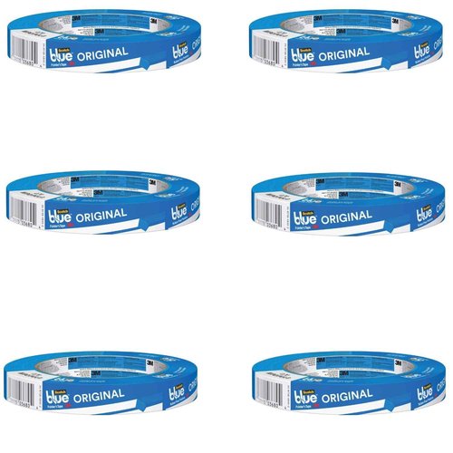 3M Scotch-Blue 2090 Safe-Release Crepe Paper Multi-Surfaces Painters Masking Tape, 27 lbs/in Tensile Strength, 60 yds Length x 3/4" Width, Blue (6)