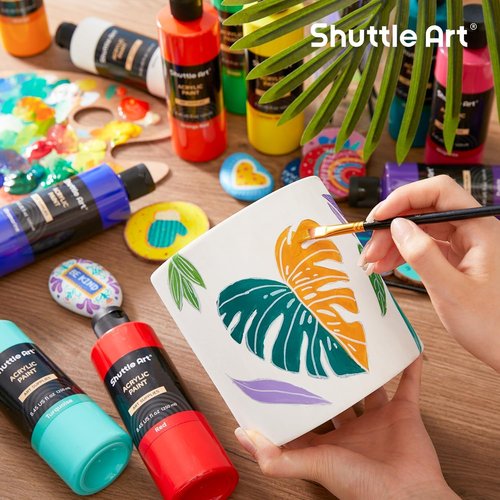Shuttle Art Acrylic Paint Set - 18 Rich Pigmented Colors | 250ml Bottles for Artists & Kids