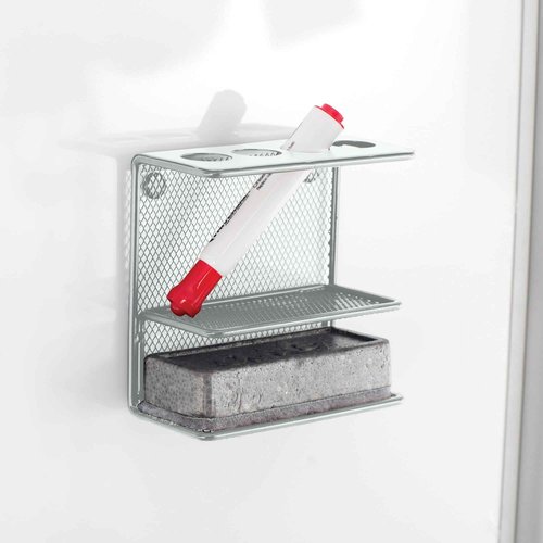 Safco Products 3611SL Onyx Mesh Organizer Tray | Steel Construction | Durable Powder Coat Finish | Fits with Magnetic Marker Boards | 5.25"W x 5.25"D x 2.5"H