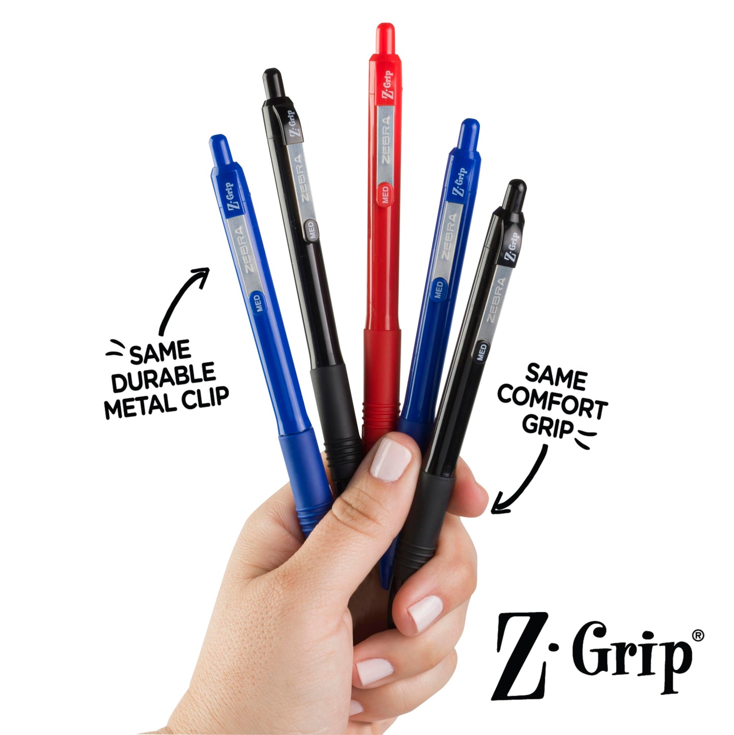 Zebra Pen Z-Grip Recycled Retractable Ballpoint Pens,1.0mm, Blue Ink, Durable Metal Clip, 68% Recycled (GRS Certified Global Recycled Standards), School & Office Supplies, 12-Pack (20620)