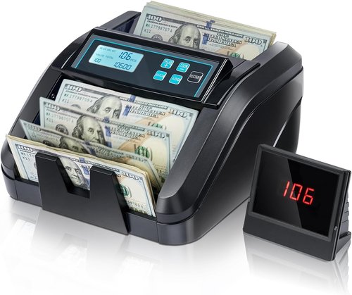 MUNBYN IMC51 Money Counter Machine - Fast 1100 Bills/Min with UV/MG/IR Detection | LCD Display (Black)